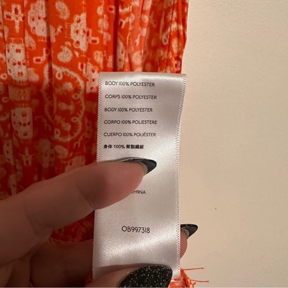 Free People Mid Summers Day Dress Orange Combo Mini Tunic Tie Side Size Large - Picture 8 of 8